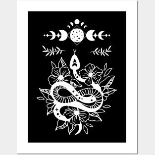 Aesthetic Halloween Snake Lover Moon Creepy Witchy Posters and Art